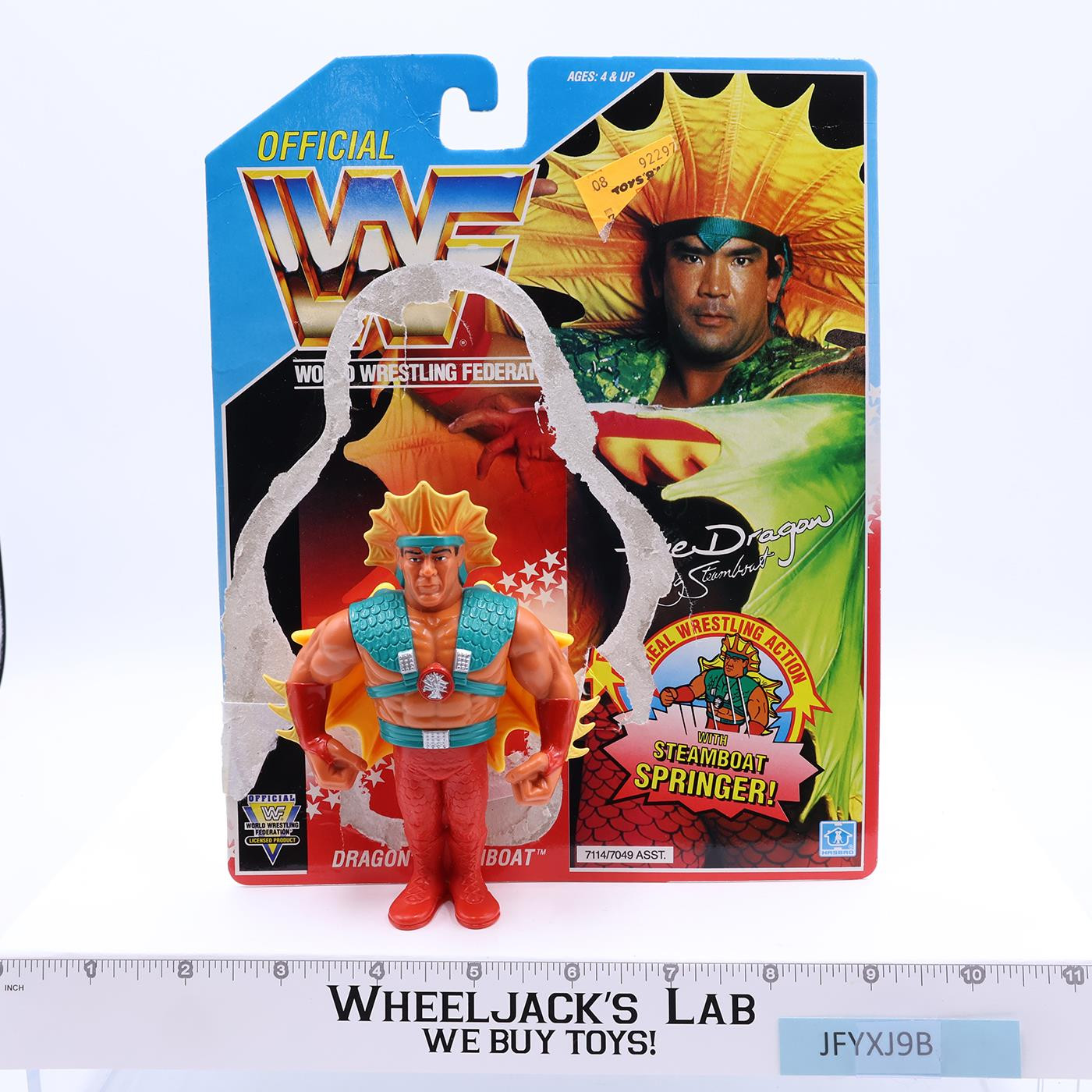 Ricky The Dragon Steamboat W/CARDBACK 1992 WWF Wrestling Hasbro Vintage NM