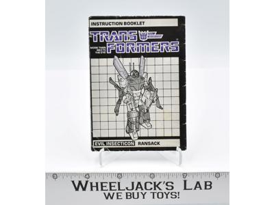 Ransack Action Figure Instruction Manual Booklet 1985 Hasbro G1 Transformers