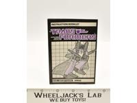 Dirge Action Figure Instruction Manual Booklet 1985 Hasbro G1 Transformers