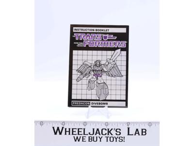 Divebomb Action Figure Instruction Manual Booklet 1986 Hasbro G1 Transformers