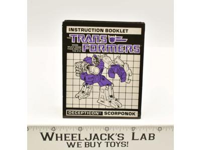 Scorponok Action Figure Instruction Manual Booklet 1987 G1 Transformers
