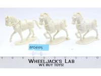 Lot of 3 Unpainted Medieval Renaissance Era Horses 1970's Elastolin Germany 3"