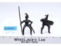 Lot of 2 Black Medieval Knights Miniature Figurines 1970-80's Unknown Brand 3"