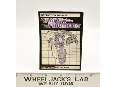 Razorclaw Action Figure Vintage Instruction Manual 1986 Hasbro G1 Transformers