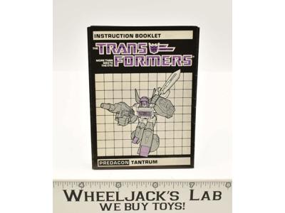 Tantrum Action Figure Vintage Instruction Manual Booklet 1986 G1 Transformers