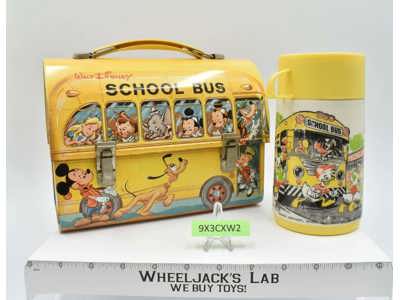 Disney's School Bus Metal Lunchbox W/Thermos 1960's Aladdin