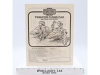 Twin Pod Cloud Car Instructions Manual ORIGINAL1980 Star Wars Kenner