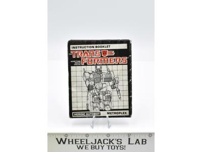 Metroplex Instruction Manual Booklet 1985 Hasbro G1 Transformers