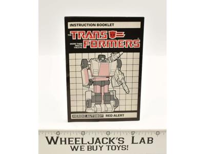 Red Alert Action Figure Instruction Manual Booklet 1985 G1 Transformers