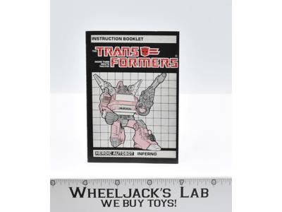 Inferno Action Figure Vintage Instruction Manual 1985 Hasbro G1 Transformers