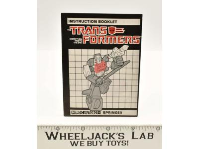 Springer Triple Changer Vintage Instruction Manual Booklet 1986 G1 Transformers