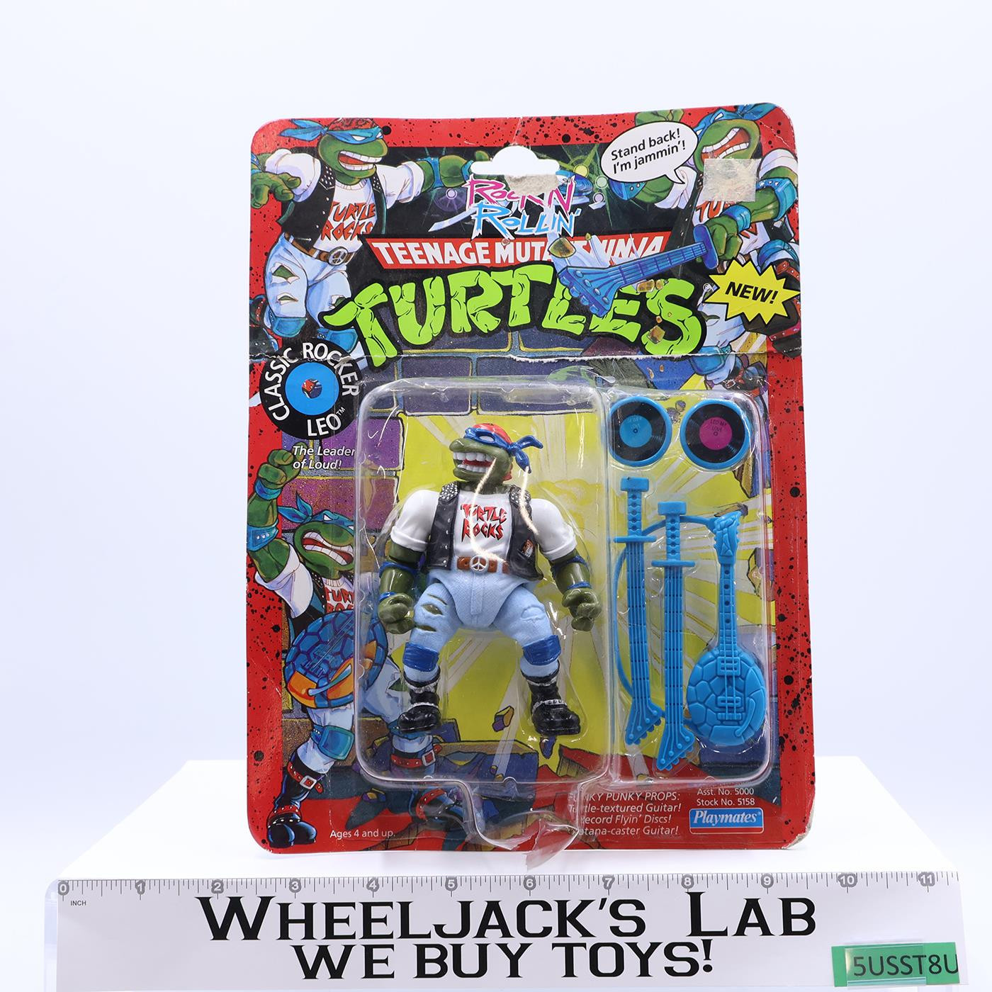 Classic Rocker Leo Rock'n Rollin' TMNT 1991 Playmates MOSC SEALED New Figure
