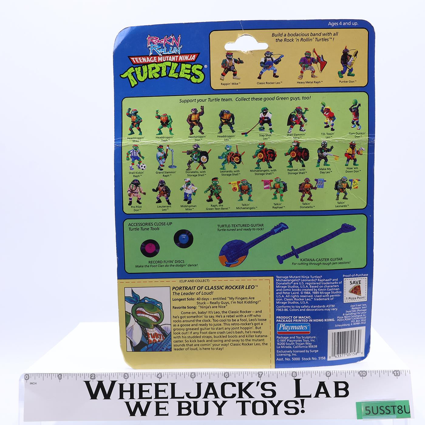 Classic Rocker Leo Rock'n Rollin' TMNT 1991 Playmates MOSC SEALED New Figure