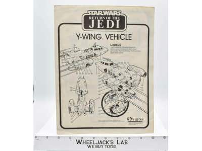Y-Wing Instruction Booklet/Sheet ONLY Star Wars 1983 Kenner NO REPRO