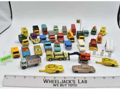 Lot of 33 Die Cast Metal Cars/Buses/Trucks by Lesney Matchbox 1960's Toy Cars
