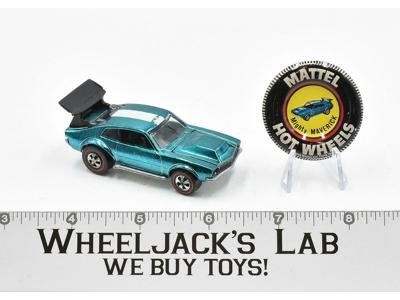 Mighty Maverick Aqua With Button 1970 Redline Hot Wheels Mattel Vintage RL