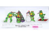 Lot of 4 Wooden Christmas Ornaments Teenage Mutant Ninja Turtle TMNT 1990 Mirage