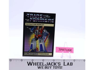 Starscream Action Figure Instruction Manual Booklet 1984 Hasbro G1 Transformers