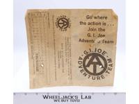 GI Joe Adventure Team Membership Paper 1971 Accessory Vintage
