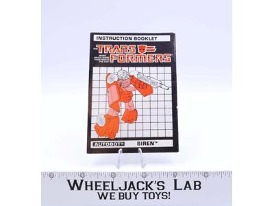 Siren Action Figure Instruction Booklet Manual 1988 Vintage G1 Transformers
