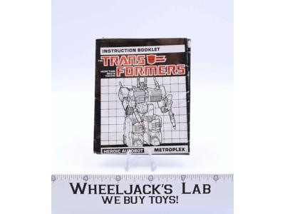 Metroplex Instruction Manual Booklet 1985 Hasbro G1 Transformers