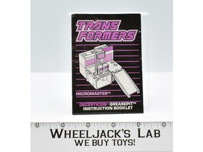 Greasepit Micromaster Action Figure Instruction Manual 1988 G1 Transformers