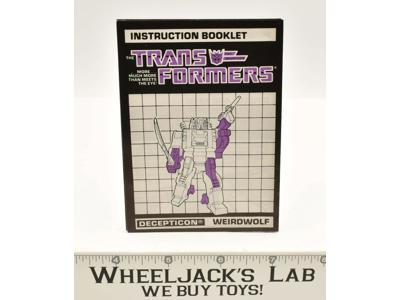 Weirdwolf Action Figure Instruction Booklet Manual 1987 G1 Transformers