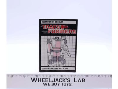 Red Alert Action Figure Instruction Manual Booklet 1985 G1 Transformers