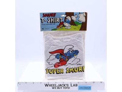Super Smurf T-Shirt for 22" Floppy Plush The Smurfs 1981 Vintage NEW SEALED
