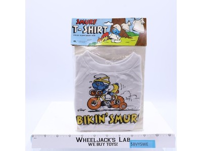 Bikin' Smurf T-Shirt for 22" Floppy Plush The Smurfs 1981 Vintage NEW SEALED
