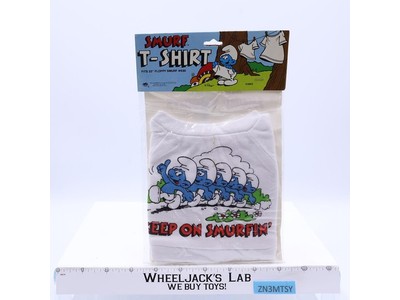 Keep on Smurfin' T-Shirt for 22" Floppy Plush The Smurfs 1981 Vintage NEW SEALED