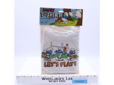 Let's Play T-Shirt for 22" Floppy Plush The Smurfs 1981 Vintage NEW SEALED