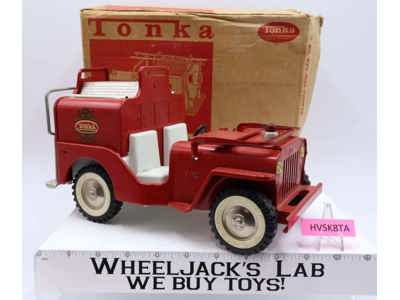 Red Jeep Fire Pumper Truck #425 Pressed Steel 1965 Tonka Vintage Toy