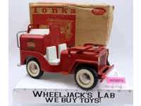 Red Jeep Fire Pumper Truck #425 Pressed Steel 1965 Tonka Vintage Toy