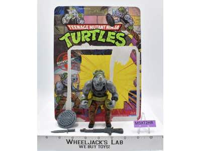 Rocksteady SOFT HEAD W/Cardback 100% Complete TMNT 1988 Playmates Vintage Figure