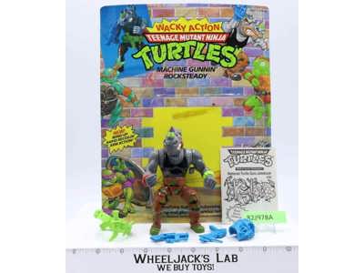 Machine Gunnnin' Rocksteady w/Card 100% Complete TMNT 1991 Playmates Figure