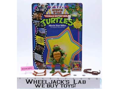 Movie Star Mike w/Cardback 100% Complete TMNT 1992 Playmates Vintage Figure