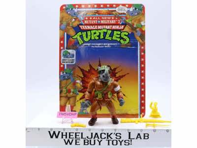 Dimwit Doughboy Rocksteady 100% Complete W/Card TMNT 1992 Playmates Figure