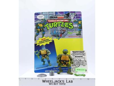 Headdroppin' Leo W/Cardback 100% Complete TMNT 1991 Playmates Action Figure