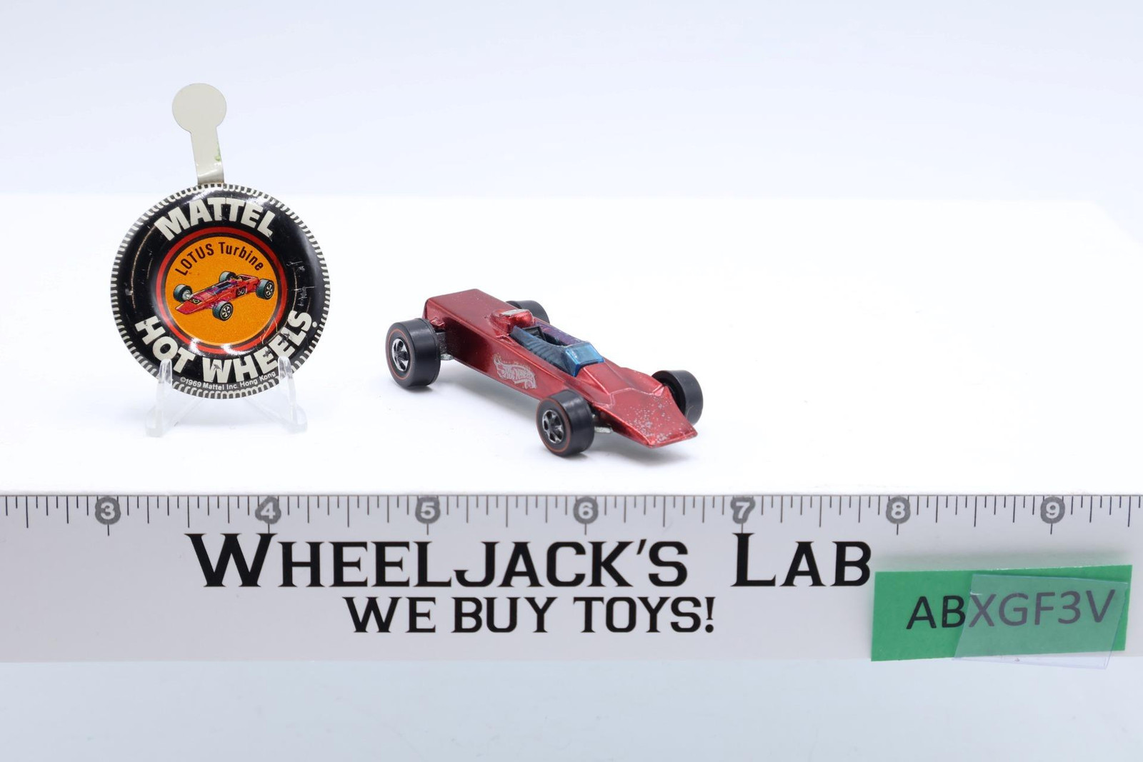 Lotus Turbine Spectraflame Red 1969 Redline Hot Wheels Mattel Vintage RL Button