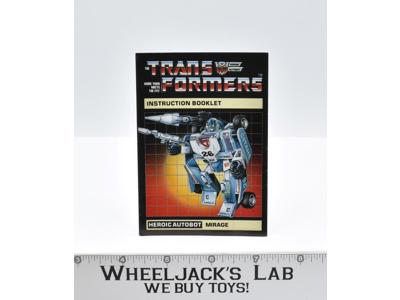 Mirage Instruction Manual Booklet 1984 Hasbro G1 Transformers Vintage