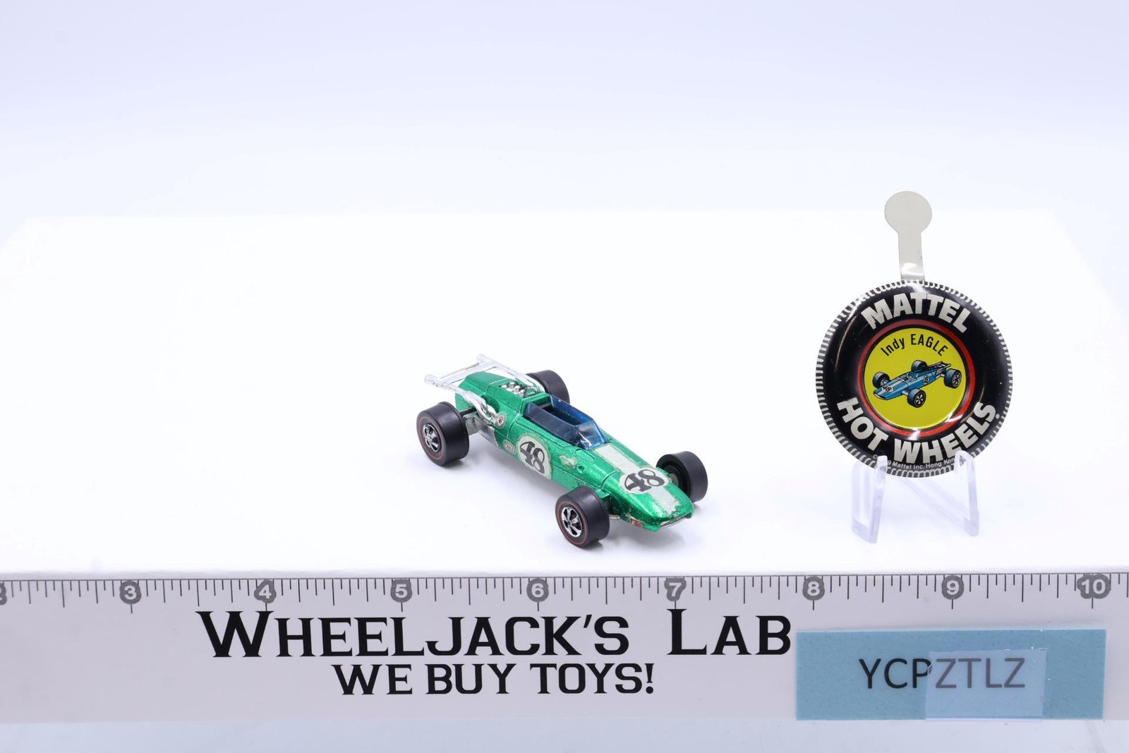 Indy Eagle Green Hot Wheels 1969 Redline Mattel Vintage RL Hong Kong w/ Button