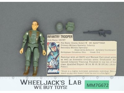 Grunt V1.5 Swivel Arms Red CARD BACK 100% Complete G.I. Joe 1983 Hasbro