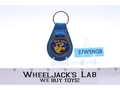 Pac Man Blue Suede Leather And Metal Keychain TM MM NOS