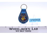 Pac Man Blue Suede Leather And Metal Keychain TM MM NOS