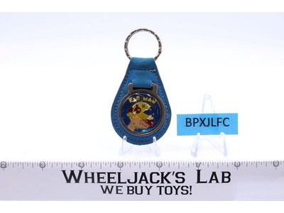 Pac Man Blue Suede Leather And Metal Keychain TM MM NOS