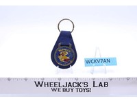 Pac Man Blue Suede Leather And Metal Keychain TM MM NOS