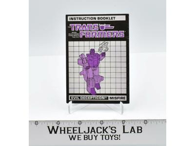 Misfire Action Figure Instruction Manual Booklet 1987 Hasbro G1 Transformers