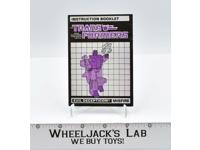 Misfire Action Figure Instruction Manual Booklet 1987 Hasbro G1 Transformers