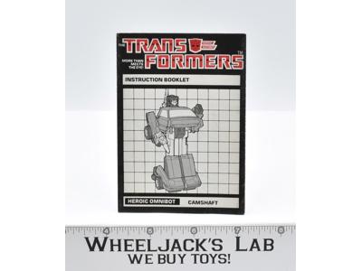 Camshaft Instruction Manual Booklet 1985 Hasbro G1 Transformers Action Figure